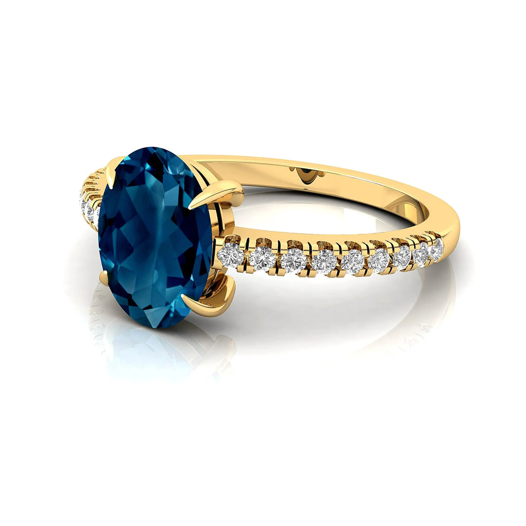 Solid Gold Halo London Blue Topaz Diamond Ring W357