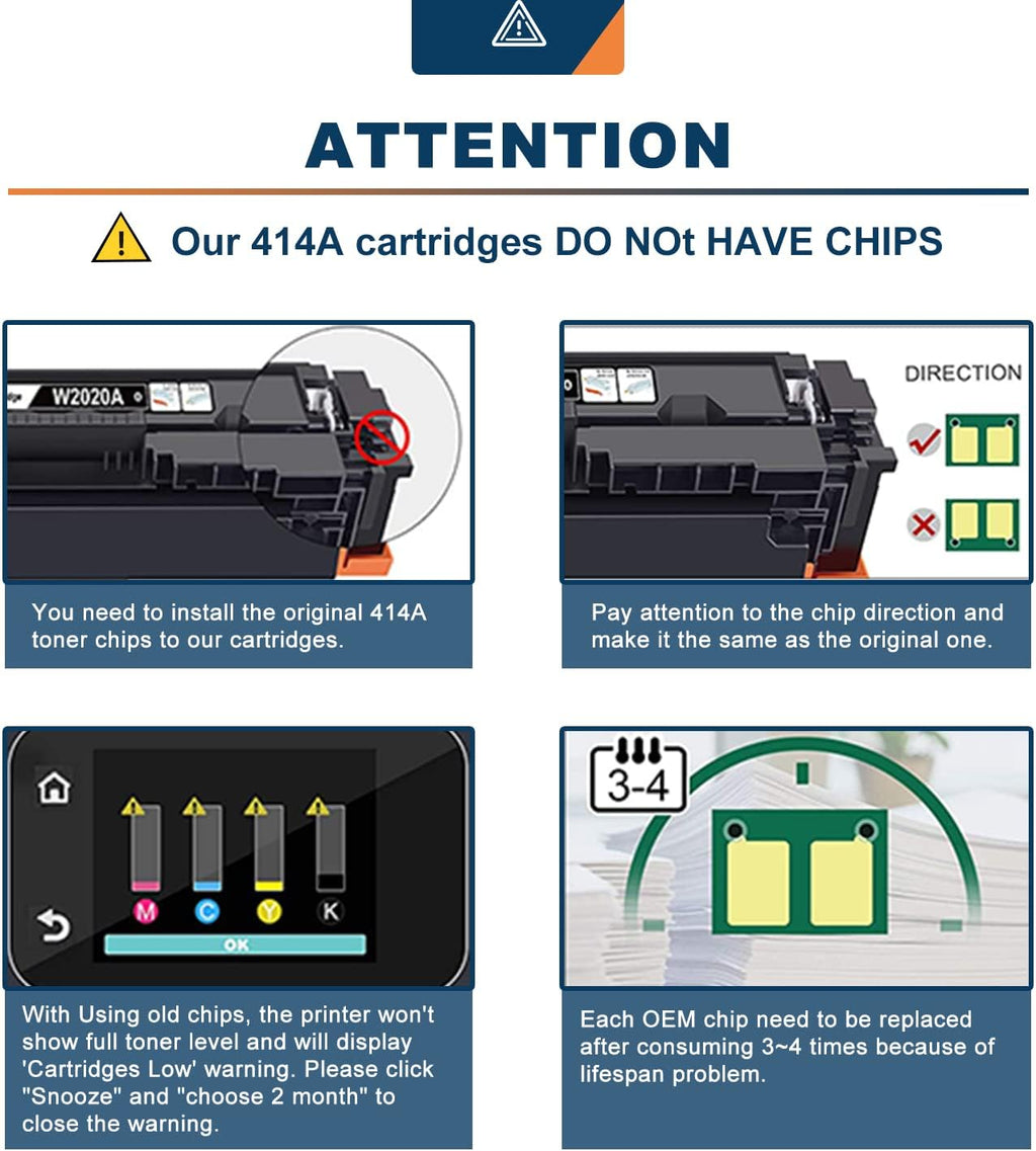 Compatible 414A Toner Cartridges 4-Pack for HP 414 Printer Ink P85059