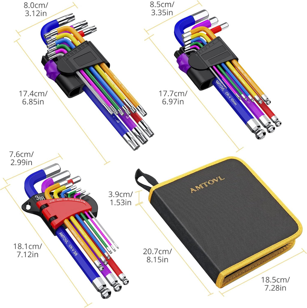 29PCS Metric Inch Hex Key Set with T-Handle D30317
