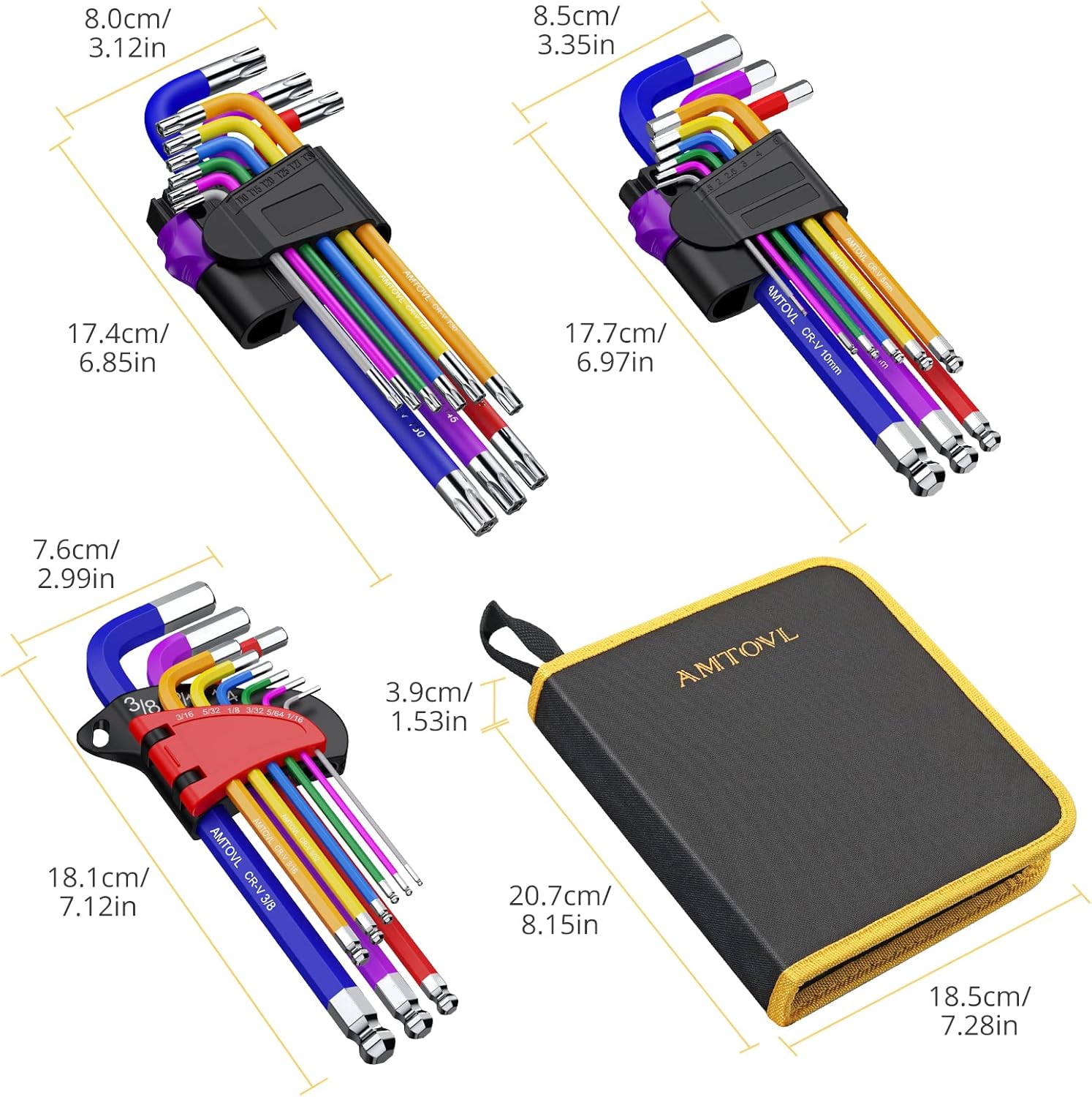 29PCS Metric Inch Hex Key Set with T-Handle D30317