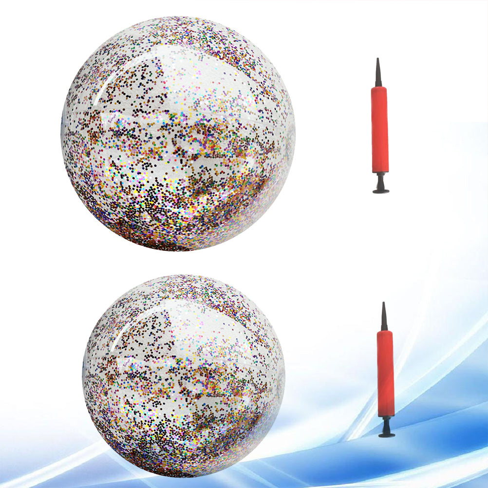 4pcs Glitter Sequin Beach Balls Round Transparent PVC Inflatable Ball Toys with Pumps R263804