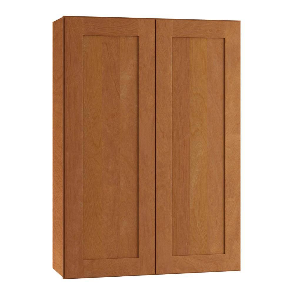 Assembled Plywood Shaker Wall Kitchen Cabinet Soft Close in Stained Cinnamo P8286