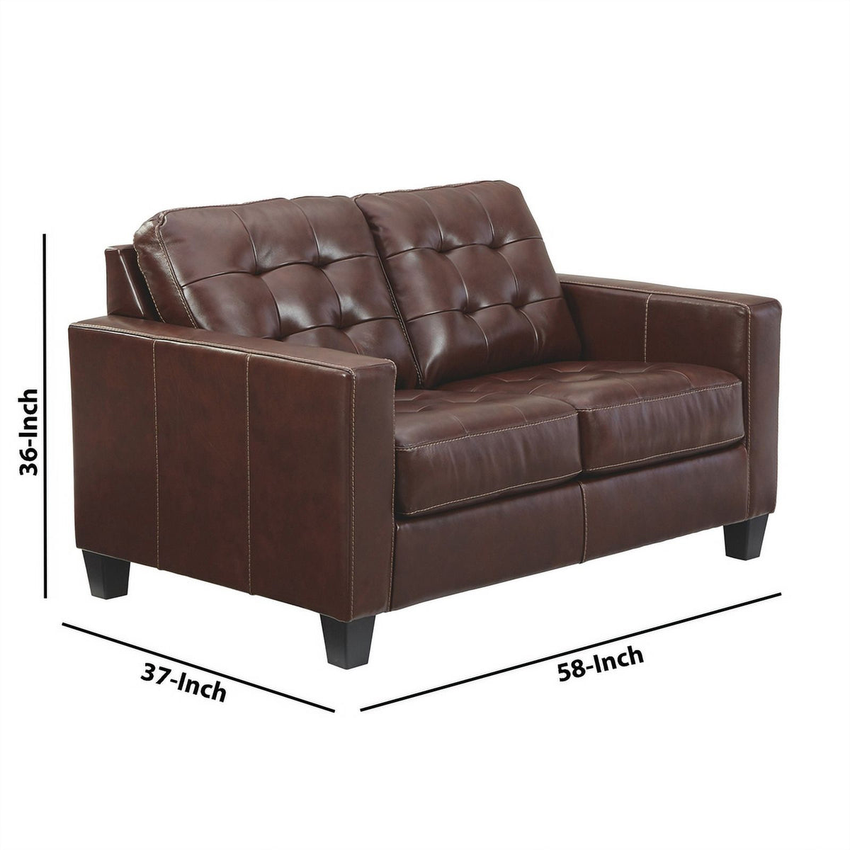 Brown Leatherette Loveseat with Track Armrests P500