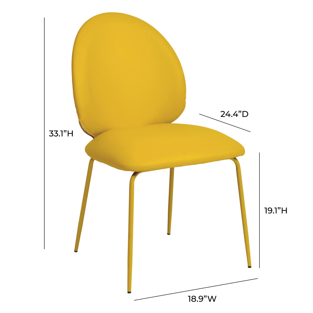 Yellow Vegan Leather Kitchen Chairs Set of 2 X35727