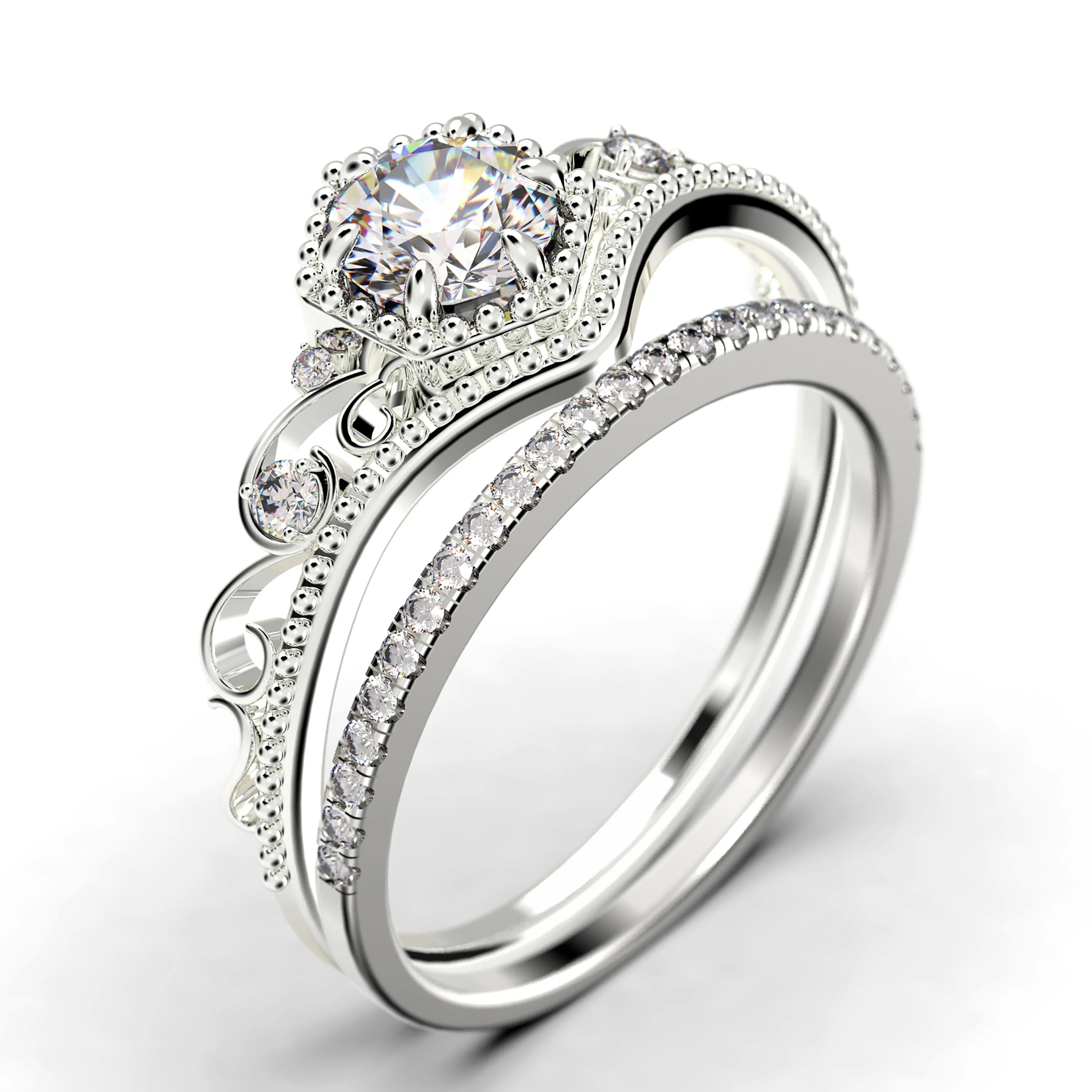 Antique Art Deco 2.00 Carat Round Cut Diamond Moissanite Engagement Ring in 10k Solid White Gold F13662