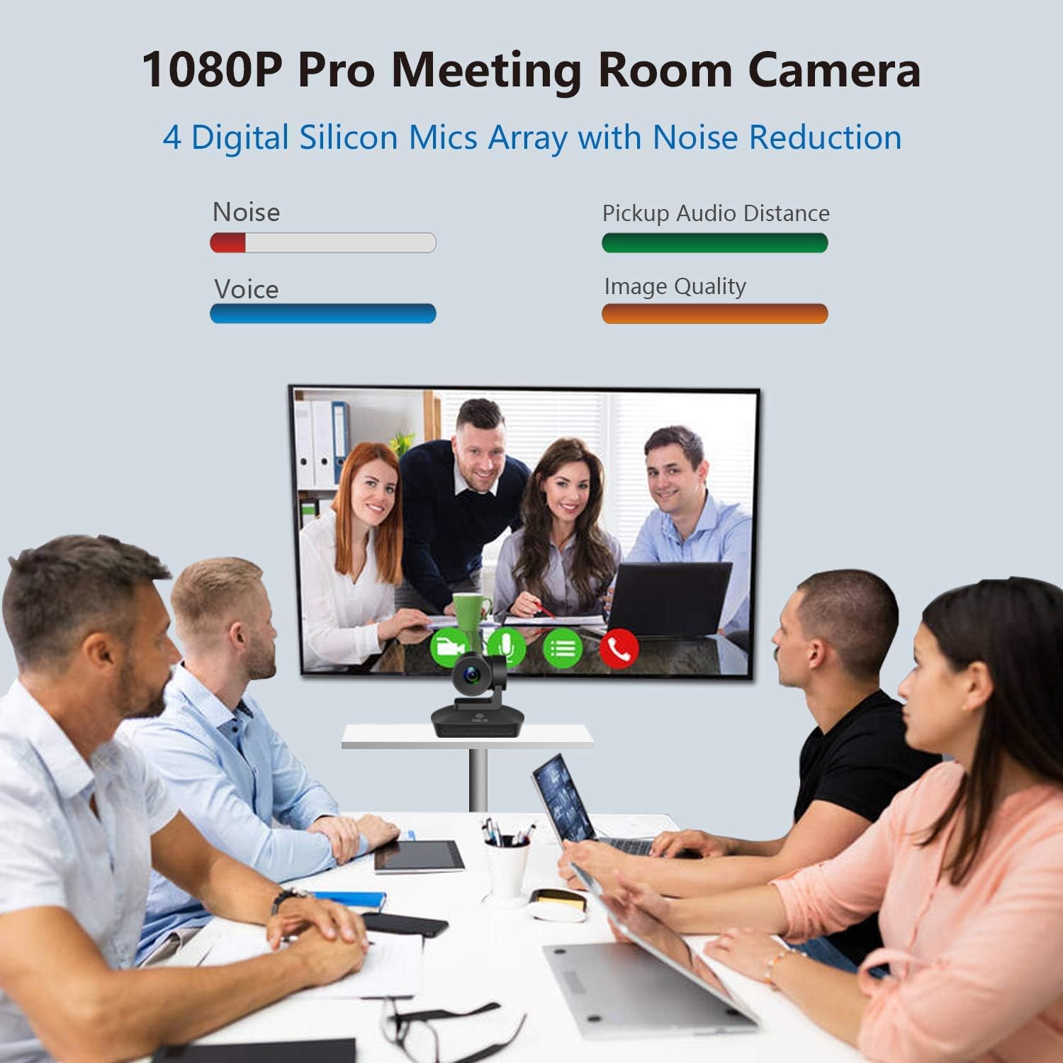 HD 1080P PTZ Conference Room Camera with 4 Microphones Array, 10X Optical Zoom K549698