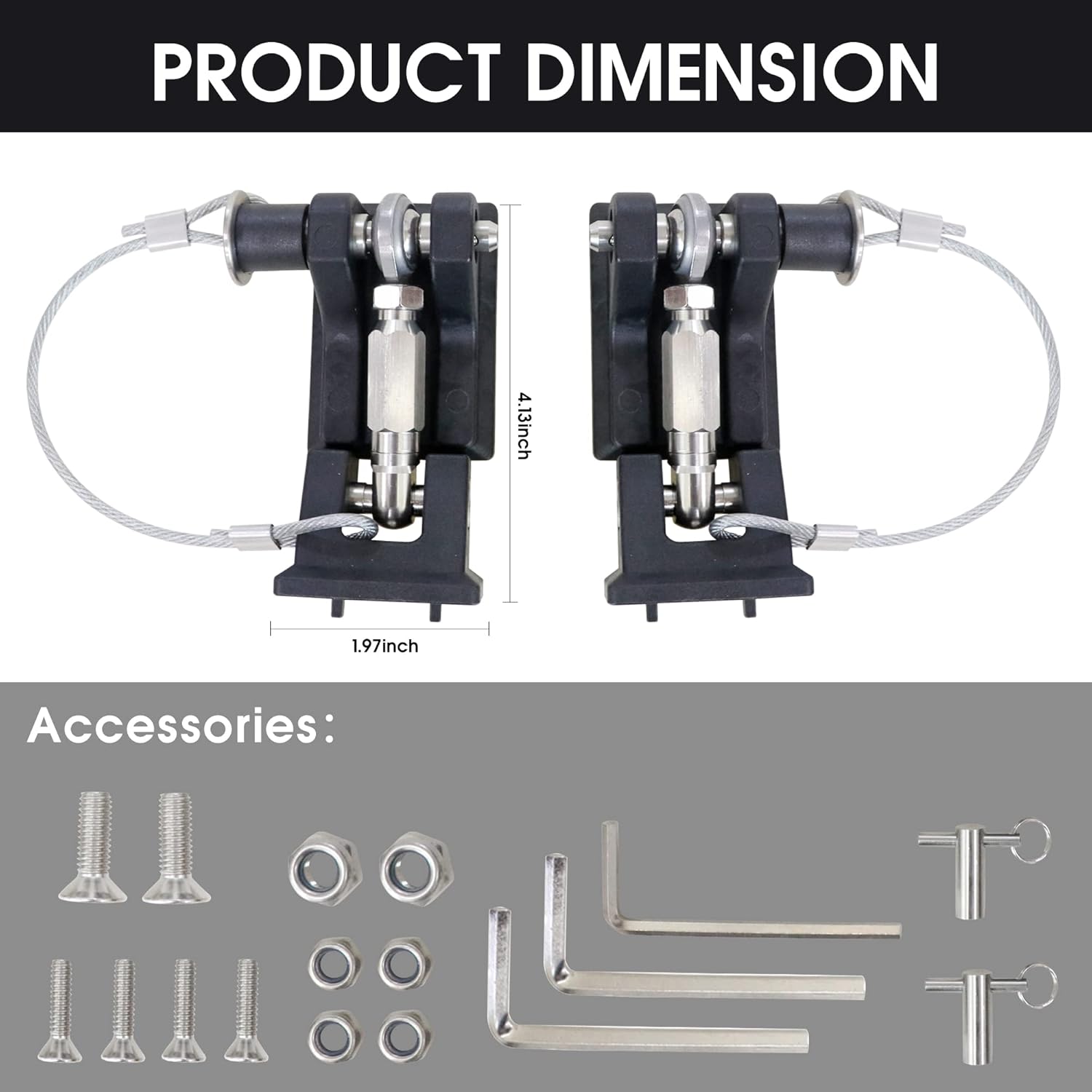 Hood Latches, Locking Hood Latch Kit, 1 Pair Pack of 2 W972620