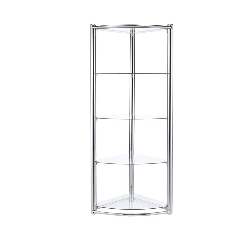 Contemporary Triangle Display Shelf Tempered Glass Chrome I85659