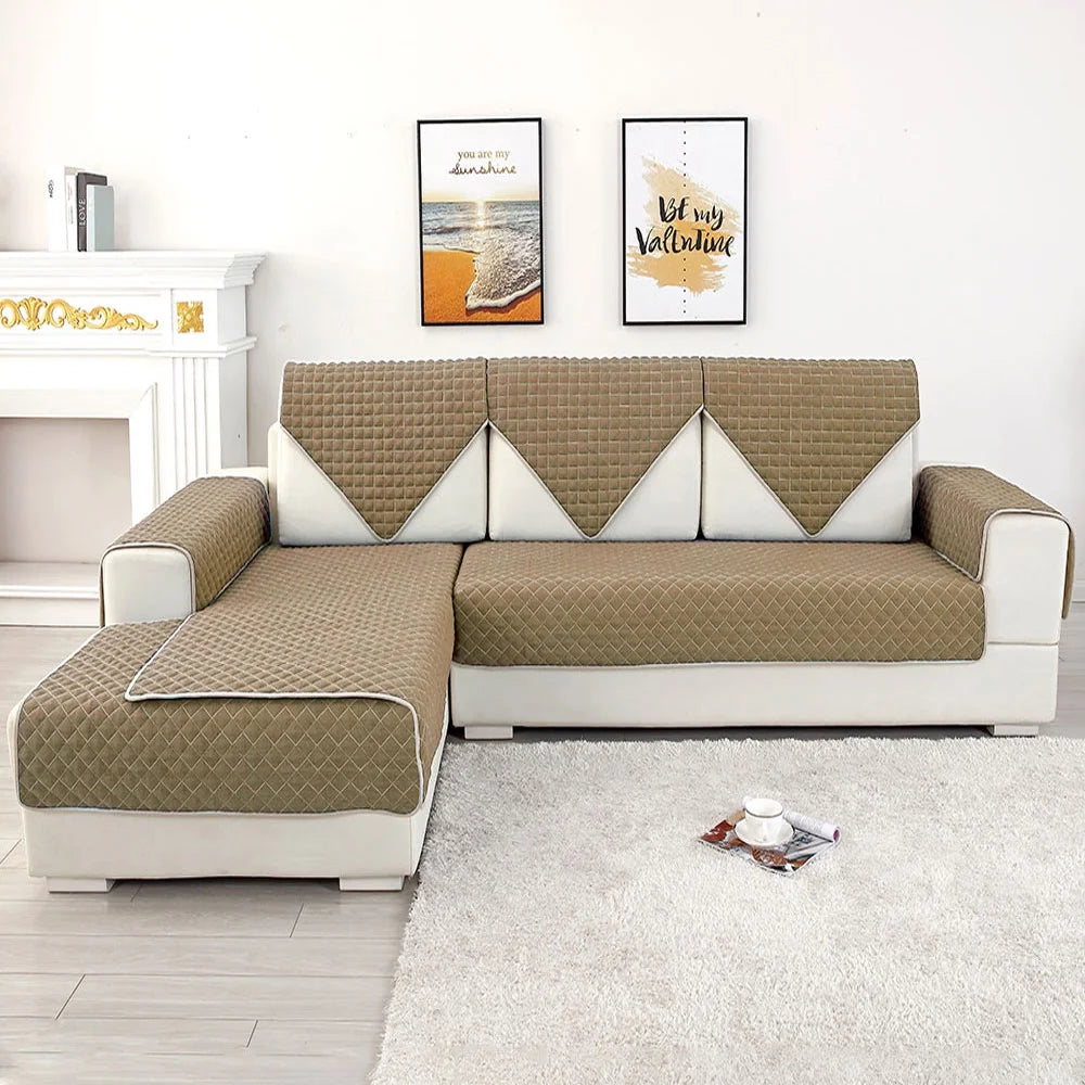 Grey L-Shaped Sectional Couch Cover Furniture Protector H2332