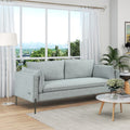 3 Seat Linen Fabric Upholstered Sofa with 2 USB Ports Gray D843719