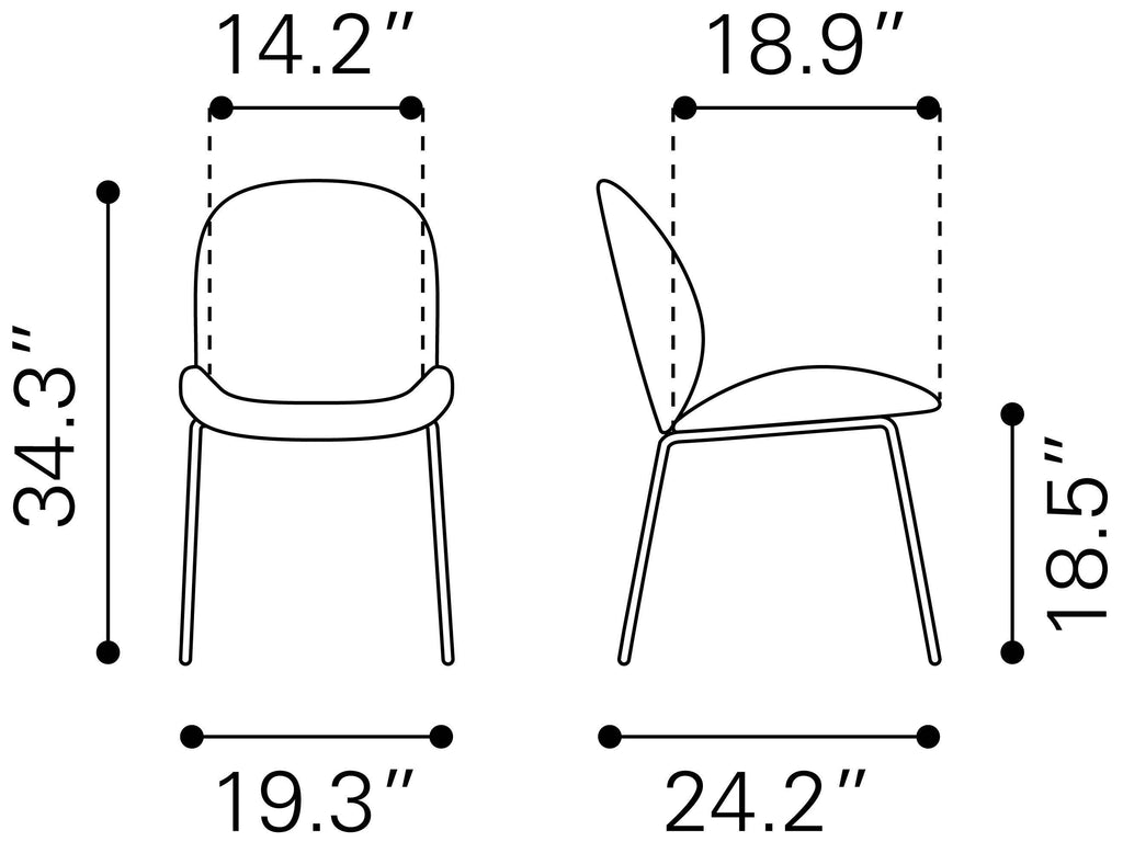 Gray Dining Chair Set of 2 Z456