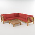 Red Acacia Wood Sectional Sofa Set F77069