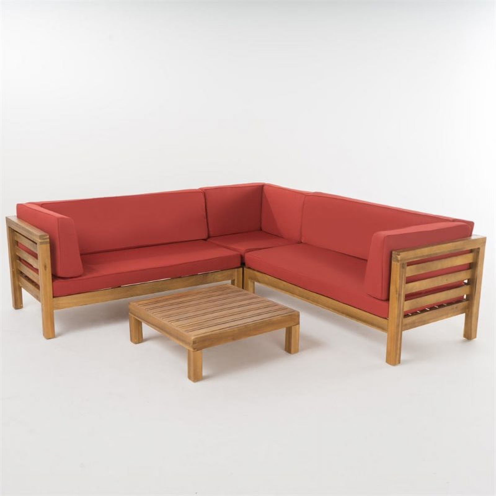Red Acacia Wood Sectional Sofa Set F77069