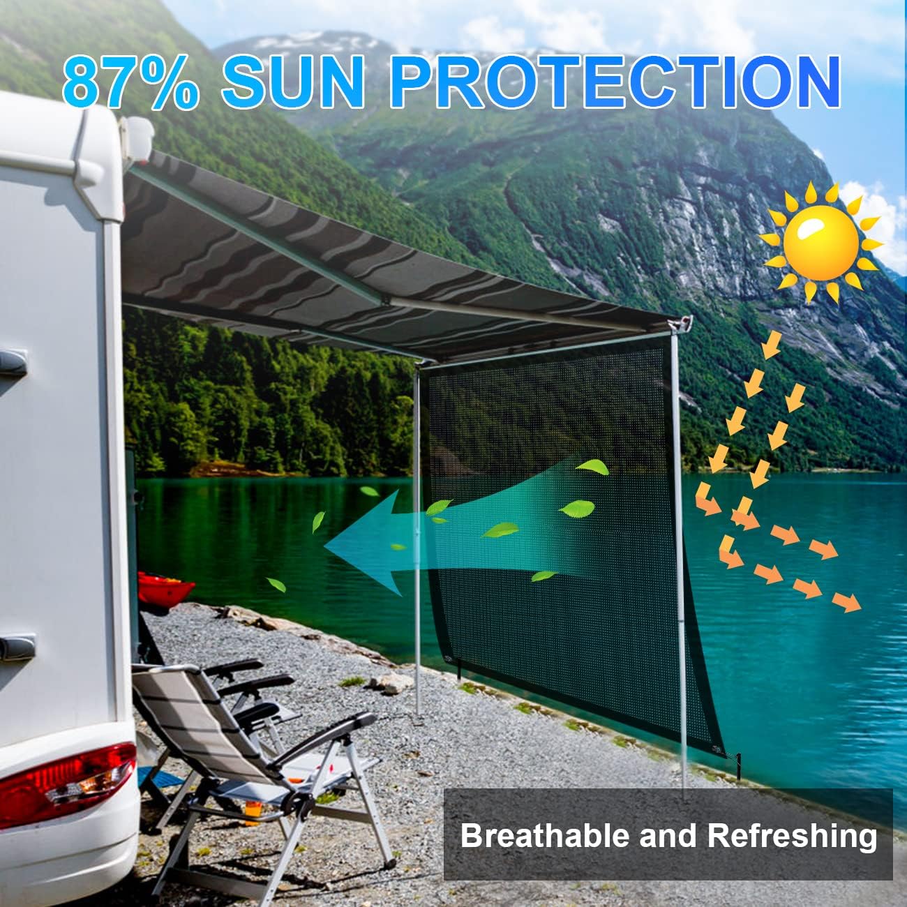 RV Awning Sun Shade Screen Mesh 9'x7' R3954
