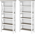 Pure White and Shiplap Gray 5 Shelf Bookcase Set Y9292