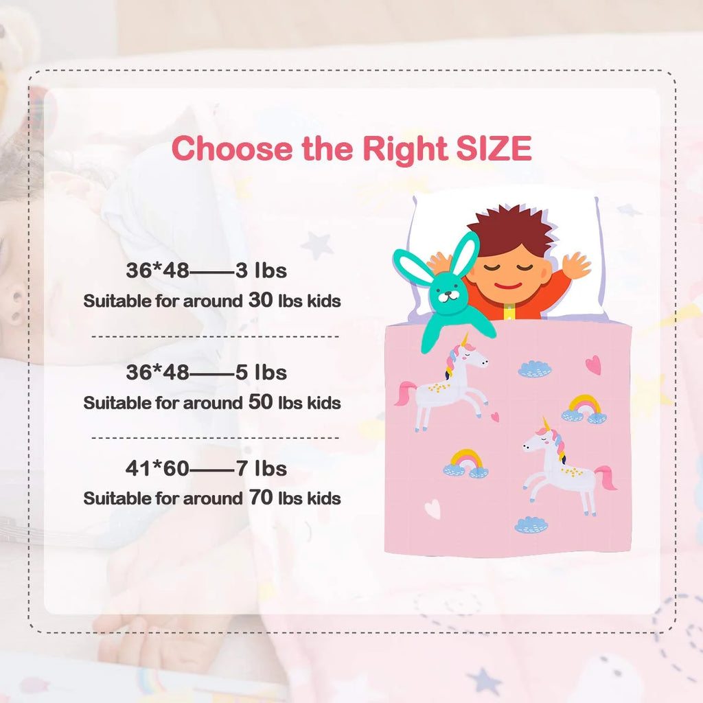 Pink Unicorn 100% Natural Cotton Weighted Blanket V16742