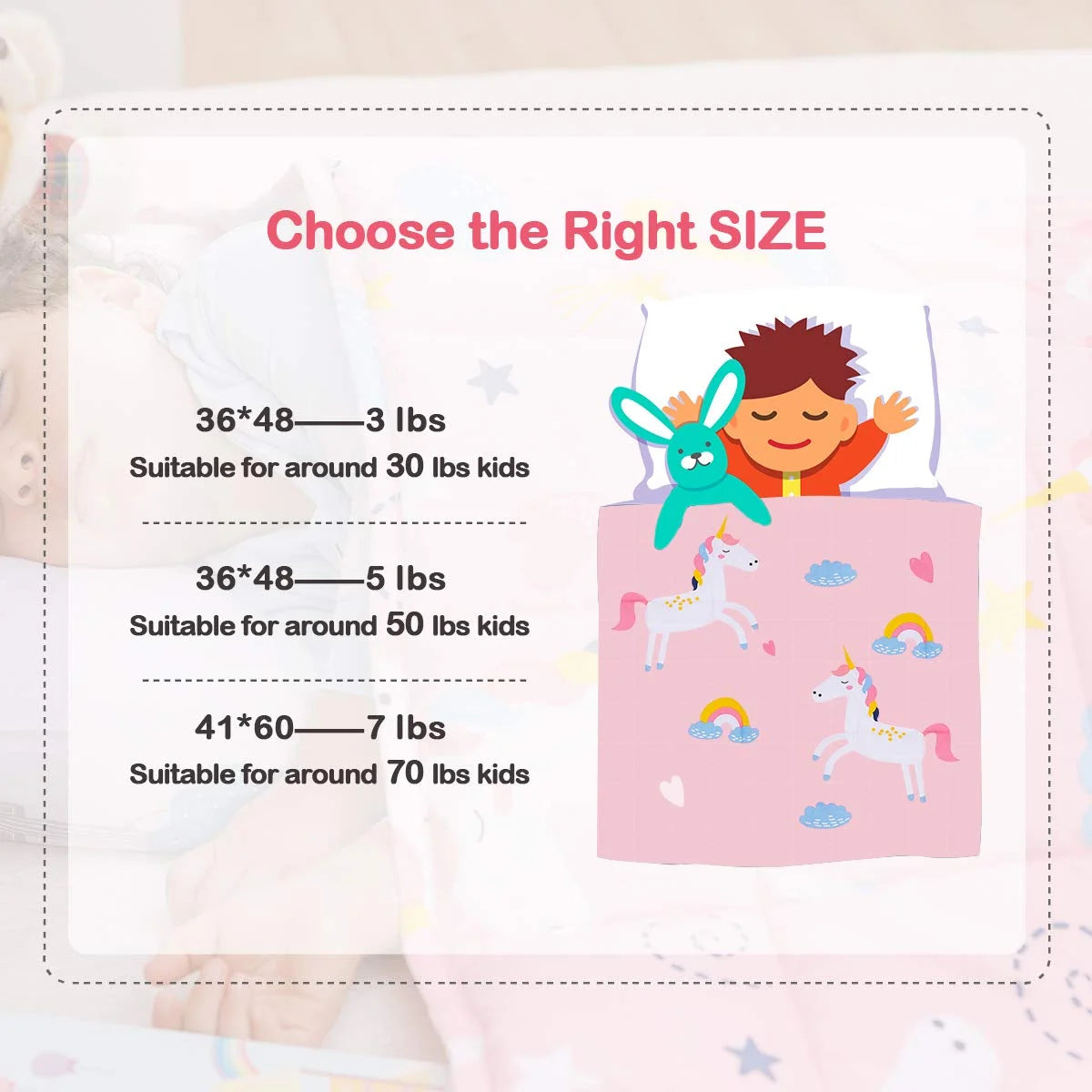 Pink Unicorn 100% Natural Cotton Weighted Blanket V16742