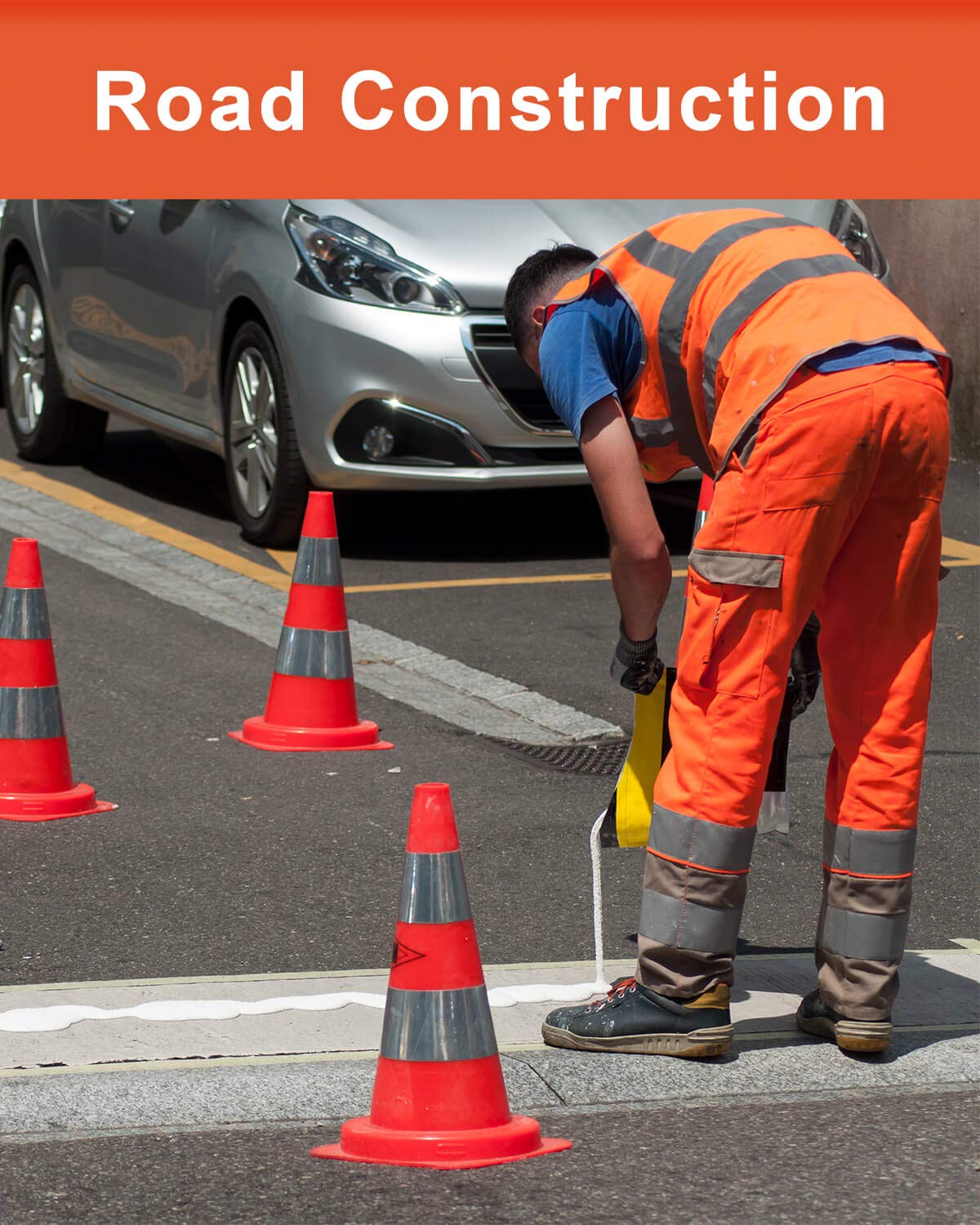 28 Inch Orange Traffic Cones with Reflective Collar J272