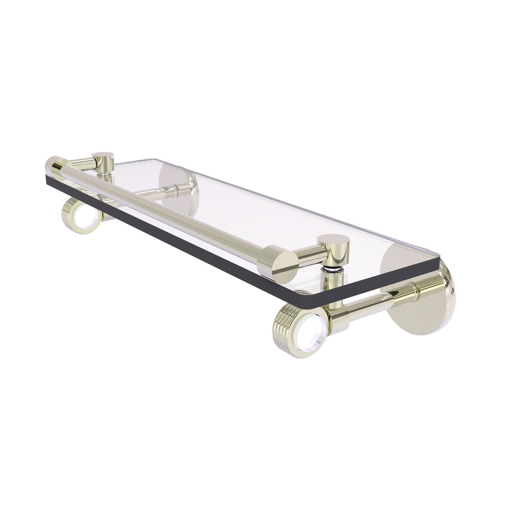 16 in. Glass Shelf with Groovy Accents Satin Brass C98424