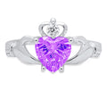 18k White Gold Amethyst Solitaire Ring Size 3.5 Z641469