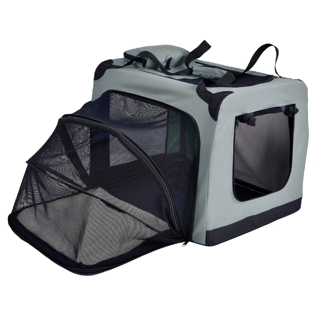 Grey Metal Framed Soft-Folding Dog Crate I7700