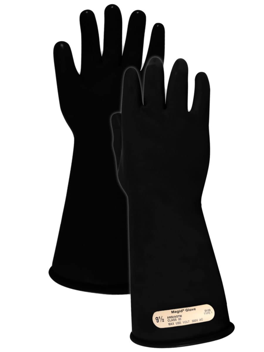Black Rubber Lineman Safety Gloves, Class 00, Size 10 X516343