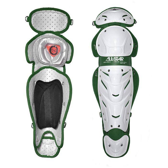 14.5x22 Softball Leg Guards in White/Dark Green U740004