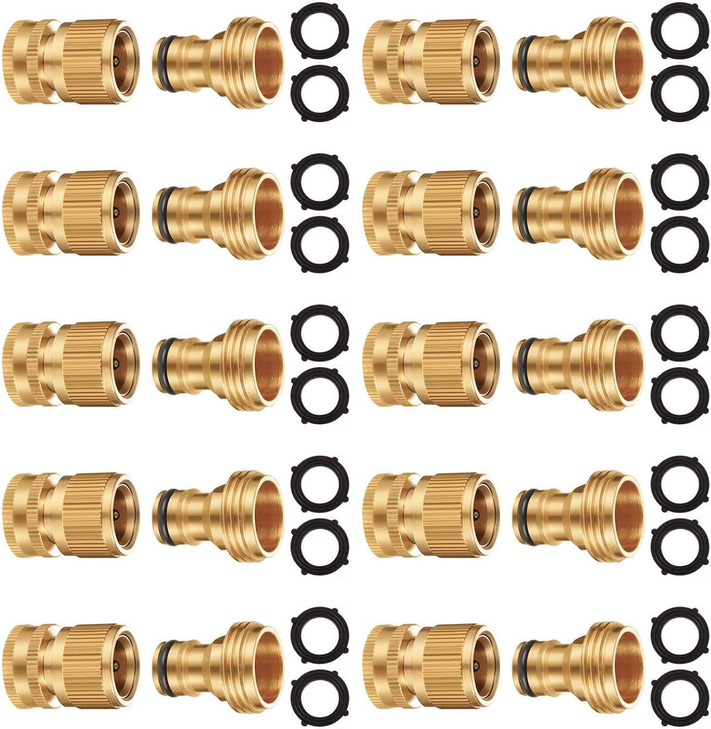 Solid Brass 3/4 inch GHT Garden Hose Quick Connector Set, Pack of 2 O28204