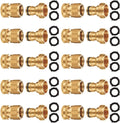 Solid Brass 3/4 inch GHT Garden Hose Quick Connector Set, Pack of 2 O28204
