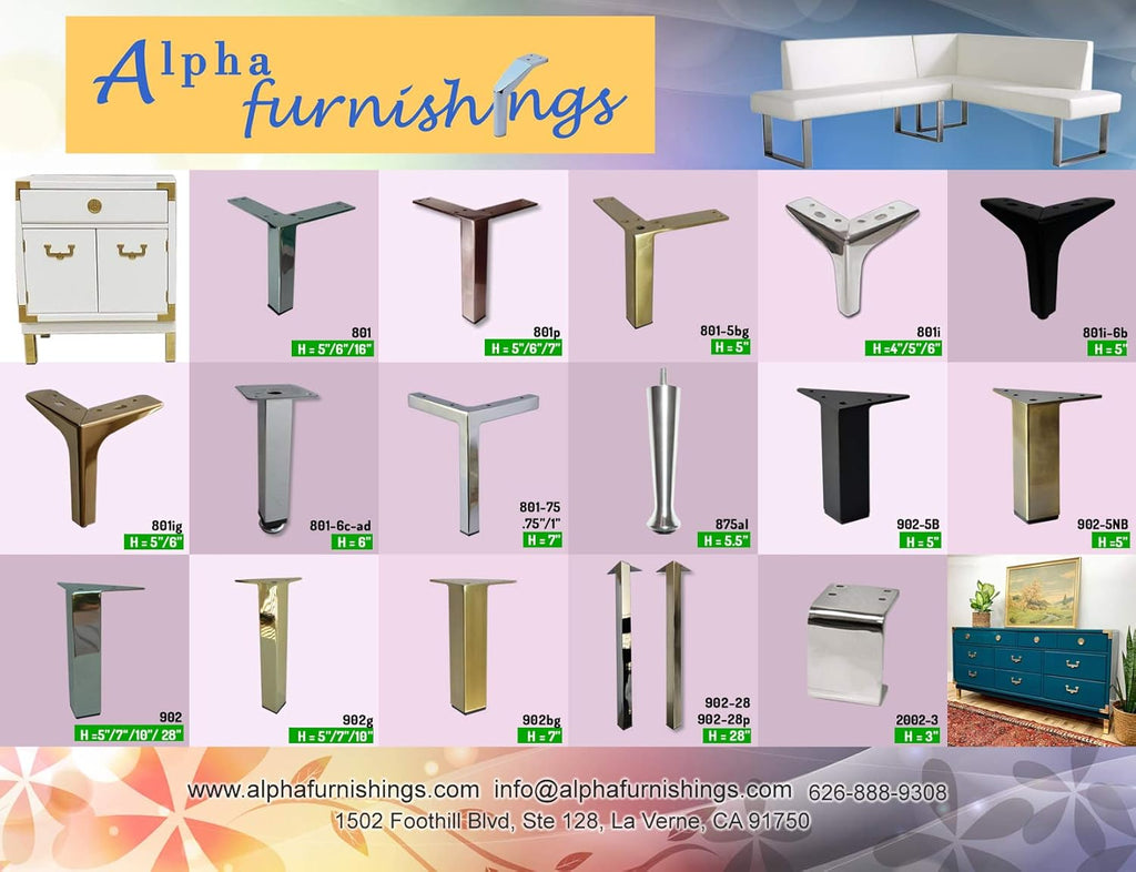 Brass Brushed Satin Chrome Metal Furniture Leg 4PC V727