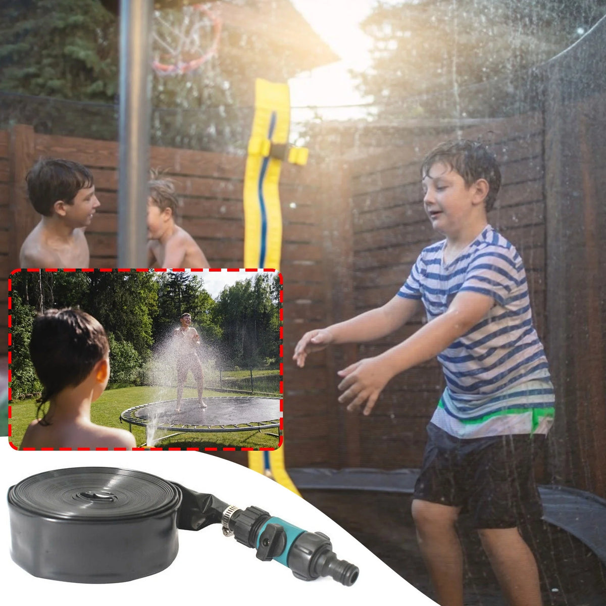 Black Trampoline Sprinkler Outdoor Water Toy C8809