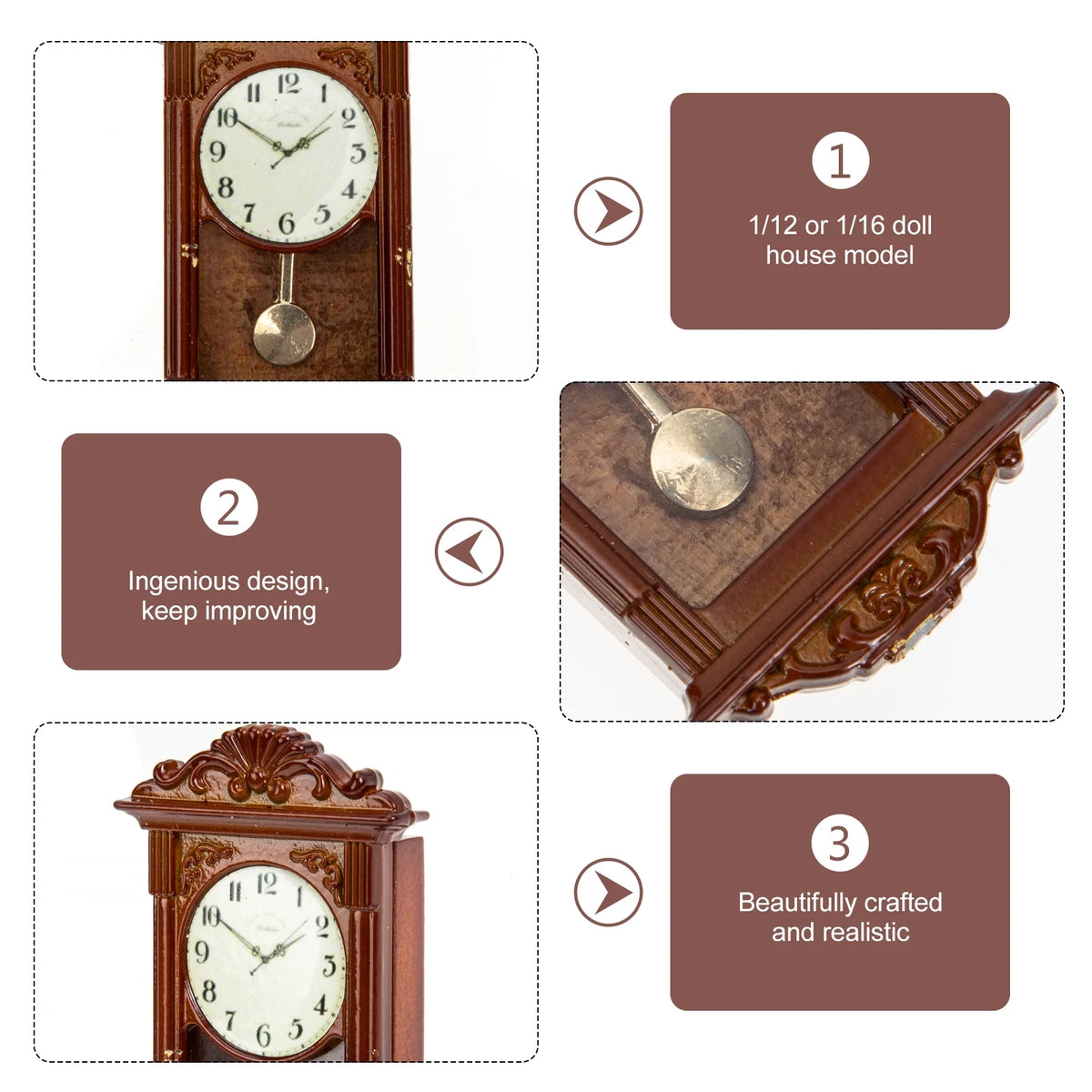 Miniature Roman Clock Doll House Metal Toy S638
