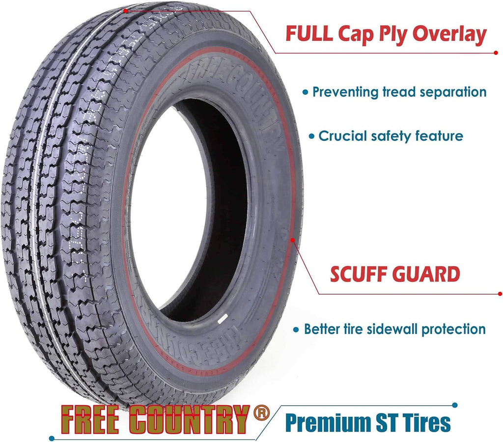 Set 2 Trailer Tires ST225/75R15 10PR Load Range E Radial D726058