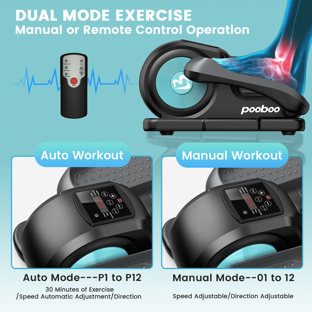 Under Desk Magnetic Elliptical Trainer with LCD Monitor Black F537