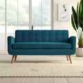 Peacock Blue 100% Polyester Square Arm Sofa F982