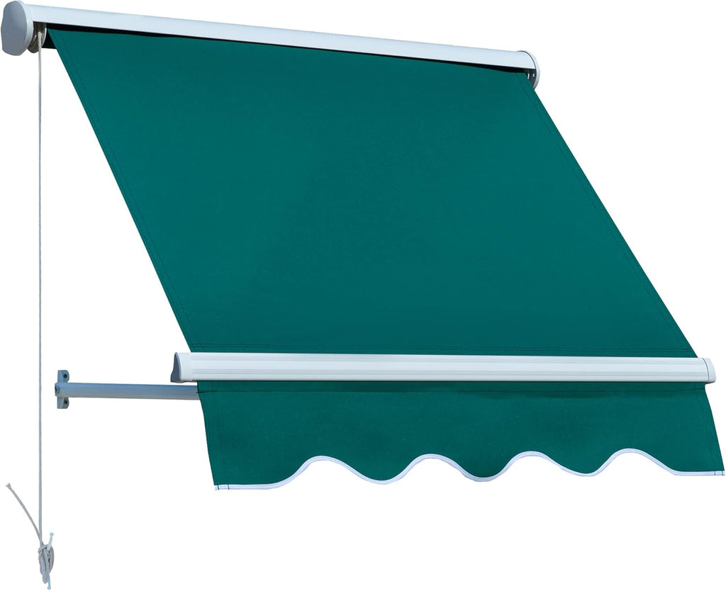 Green Manual Retractable Patio Window Awning E450