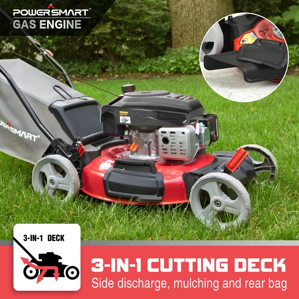 21-Inch 144cc 3-in-1 Walk-Behind Push Lawn Mower with Rear Bag J250382
