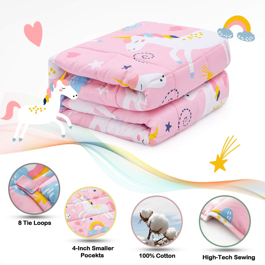 Pink Unicorn 100% Natural Cotton Weighted Blanket V16742