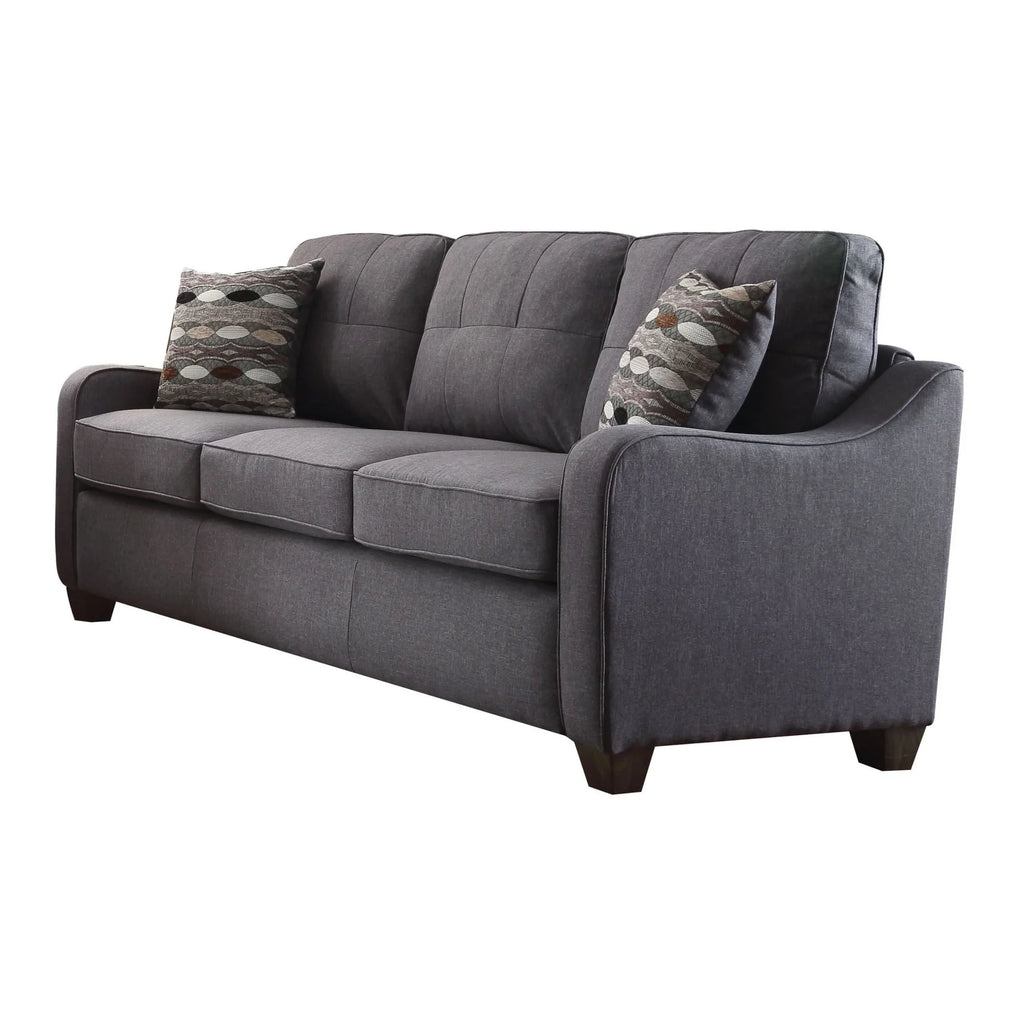 Gray Linen Sofa with 2 Pillows Y64990