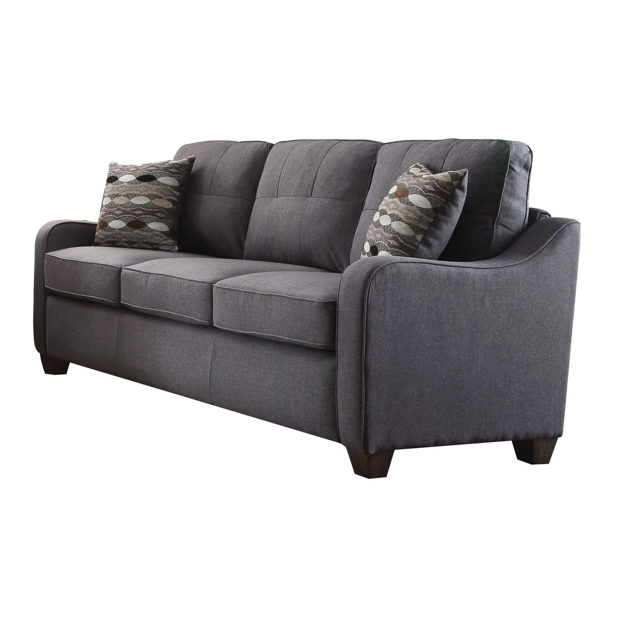 Gray Linen Sofa with 2 Pillows Y64990