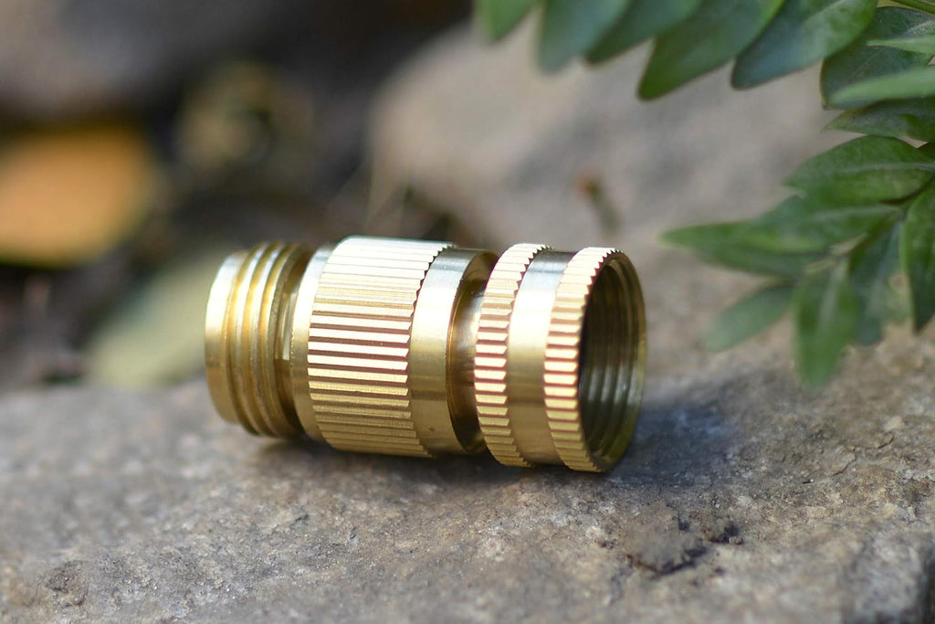 Solid Brass 3/4 inch GHT Garden Hose Quick Connector Set, Pack of 2 O28204