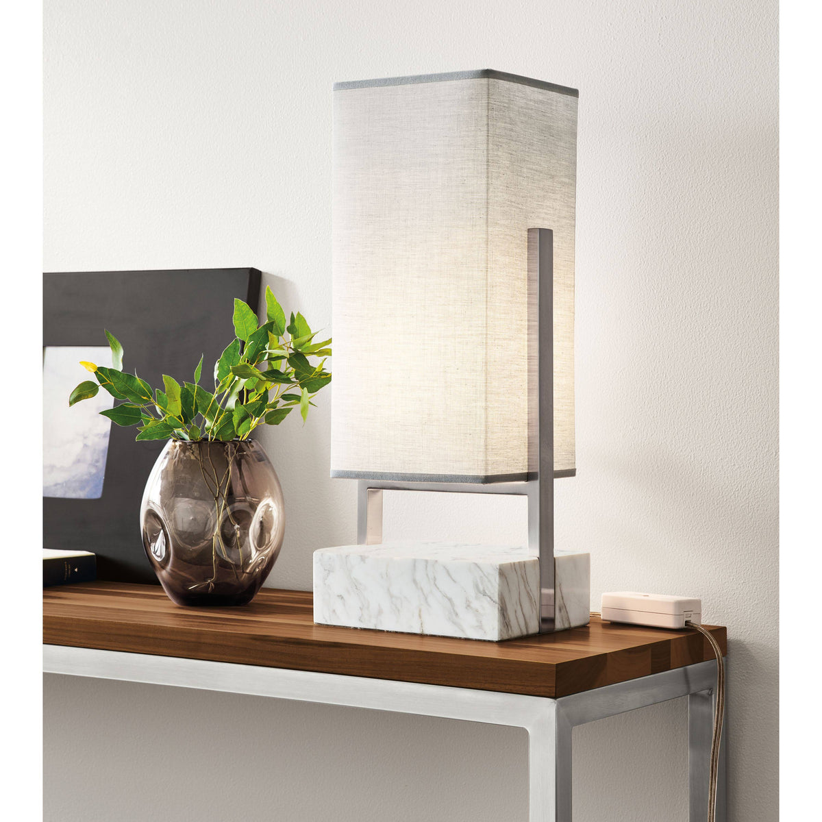 White Parsons Console Table with Quartz Top G39491