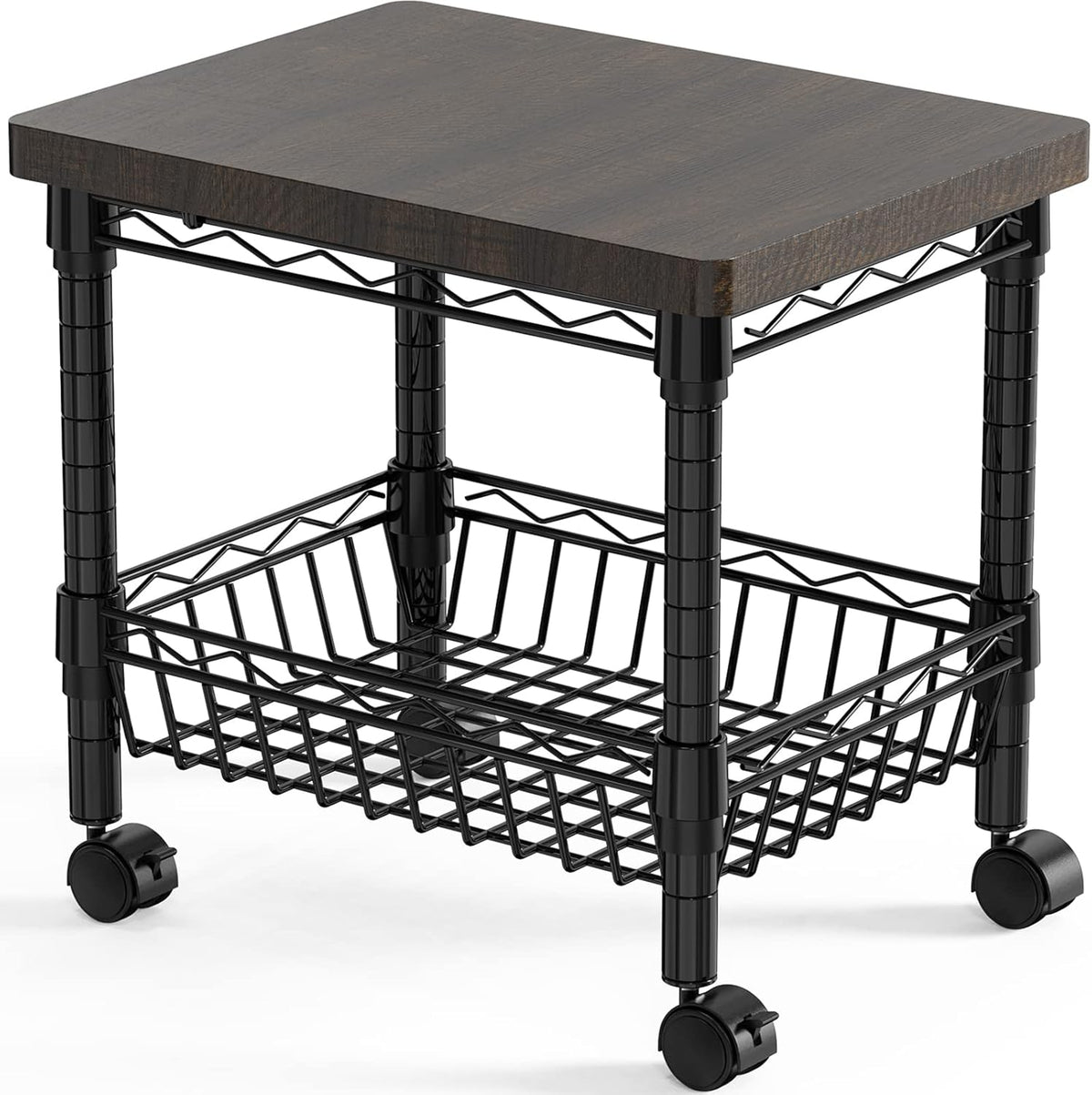Printer Stand with Storage, Metal Printer Cart, Heavy Duty Printer Table U65409