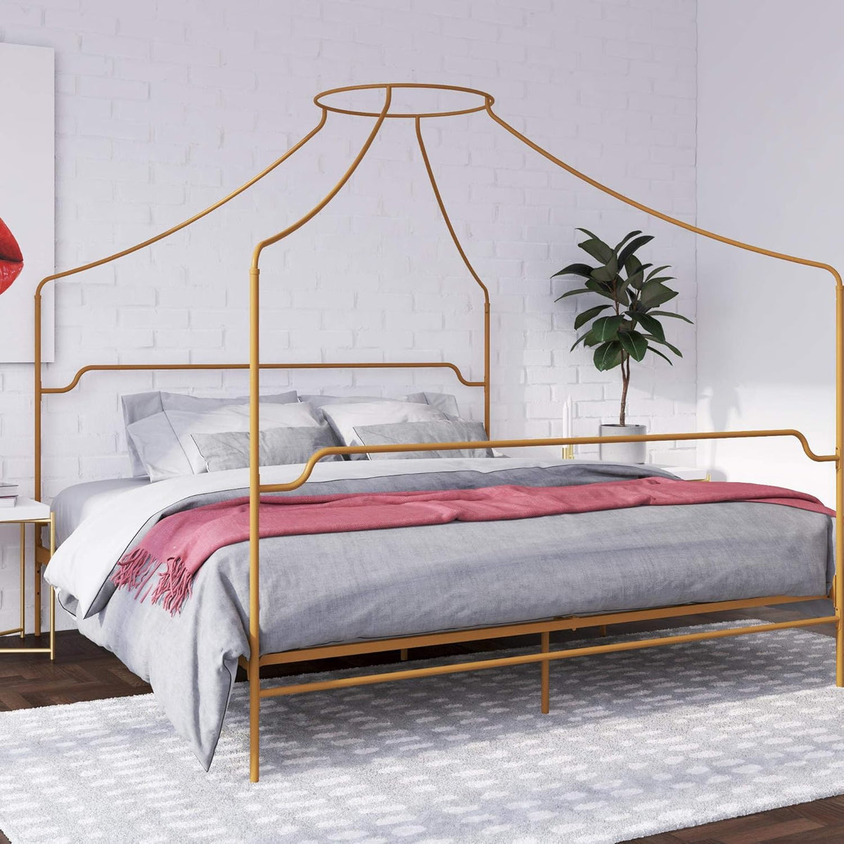 Black Twin Size Metal Canopy Bed F9204