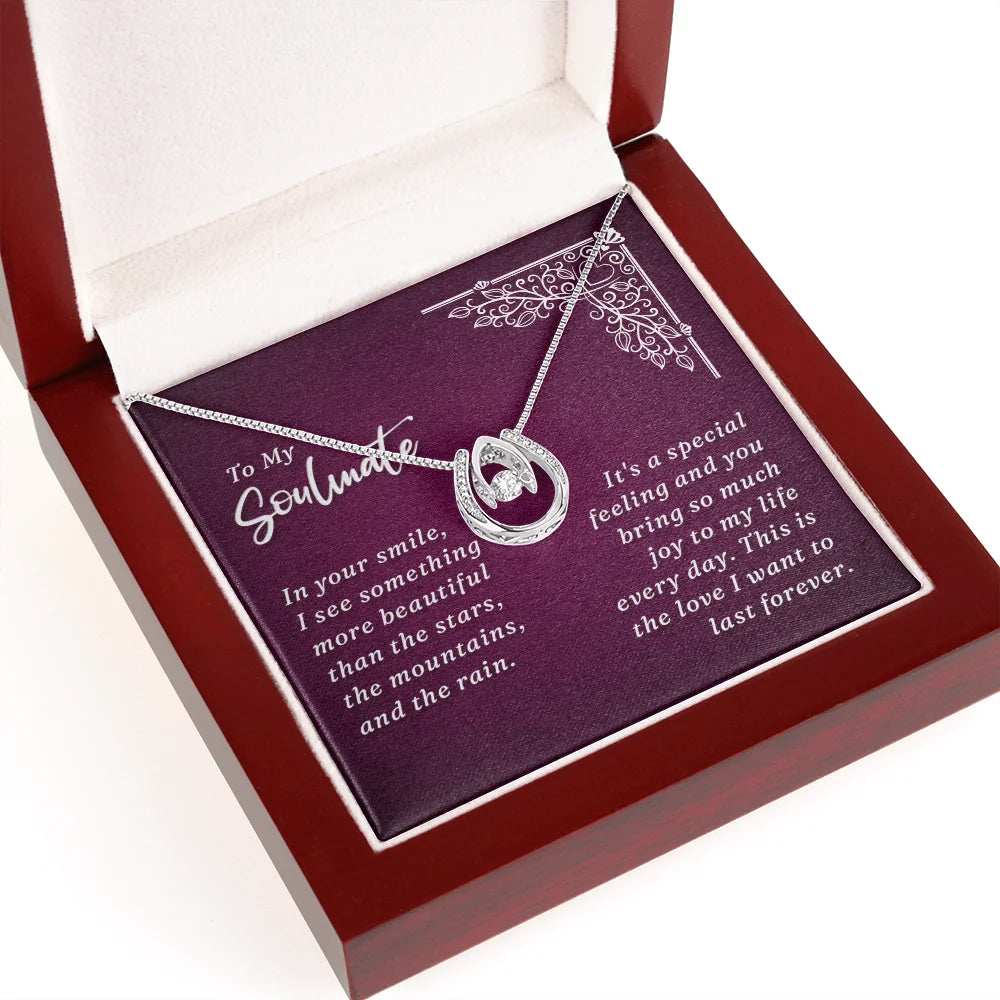 Lucky Horseshoe Necklace Message Card 14k CZ Crystals Y4342