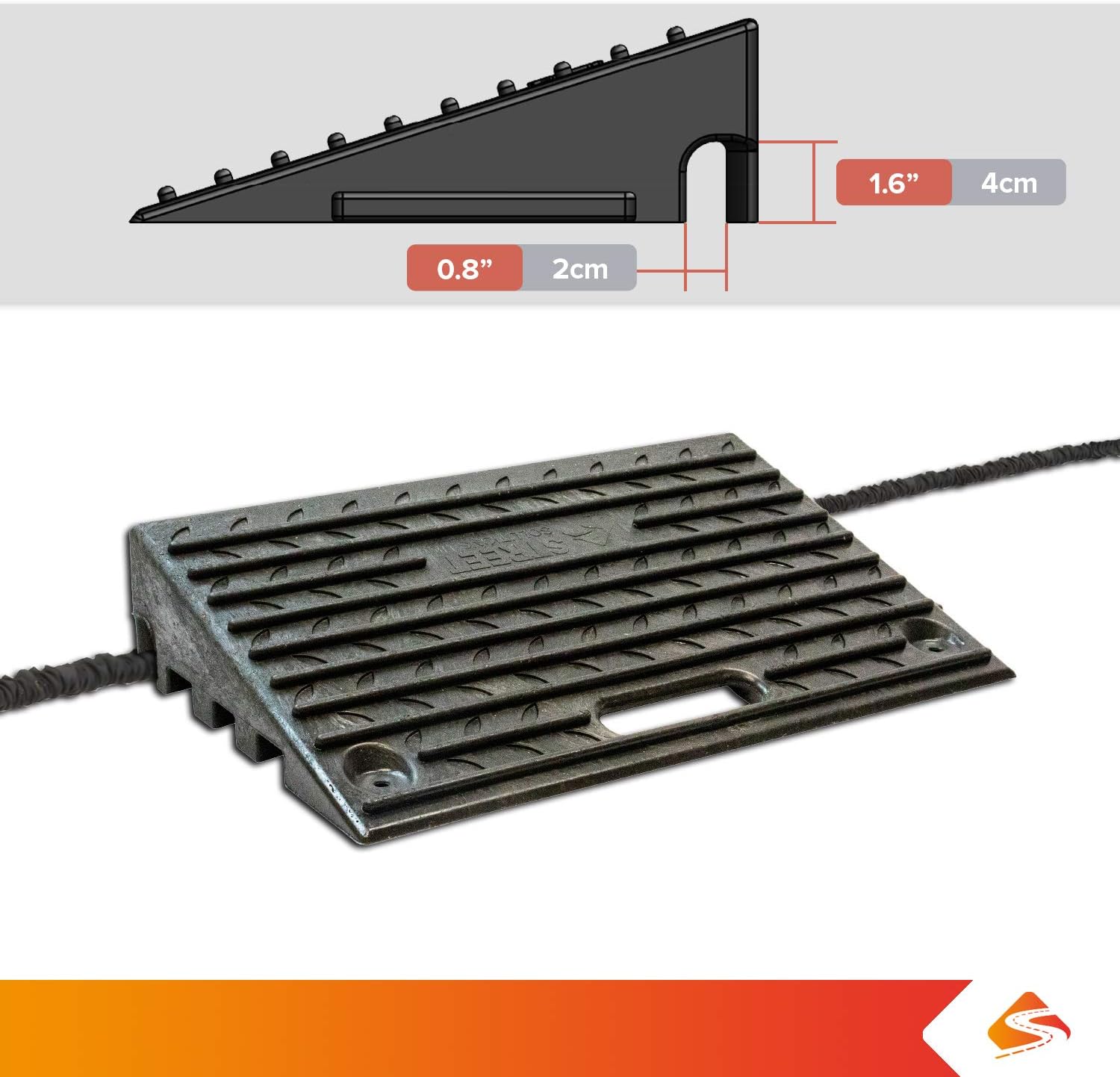 4 Inch Driveway Curb Ramp Pack of 2, Heavy Duty Rubber Ramps I738