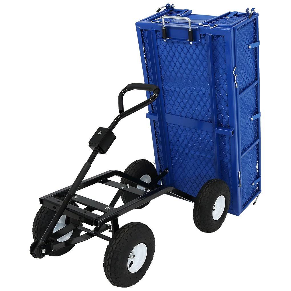Blue Heavy-Duty Steel Utility Garden Cart with Liner D610