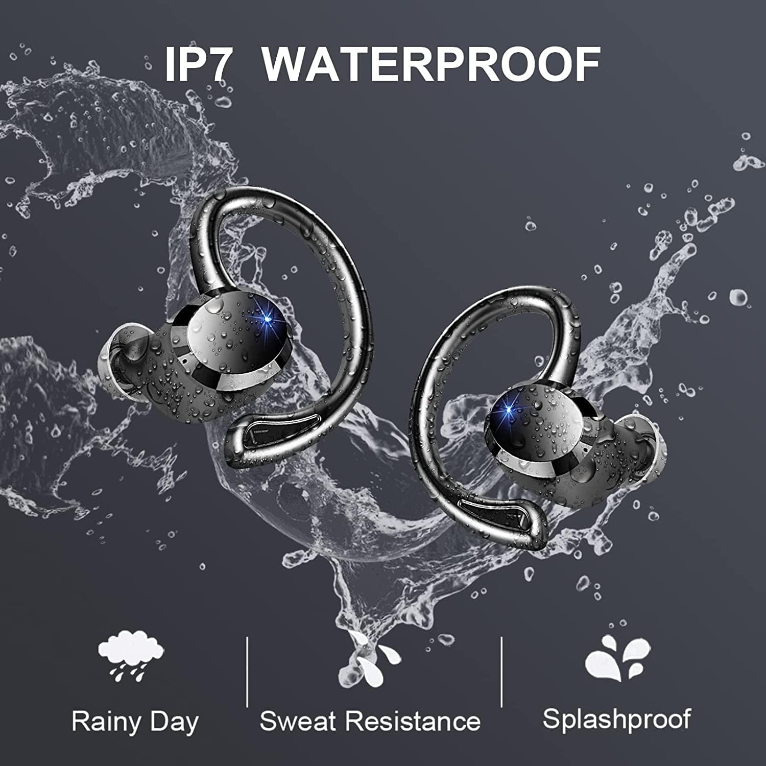 Wireless Bluetooth 5.1 Earbuds with Earhooks, IP7 Waterproof, 48H Playtime, Pack of 2 V214998