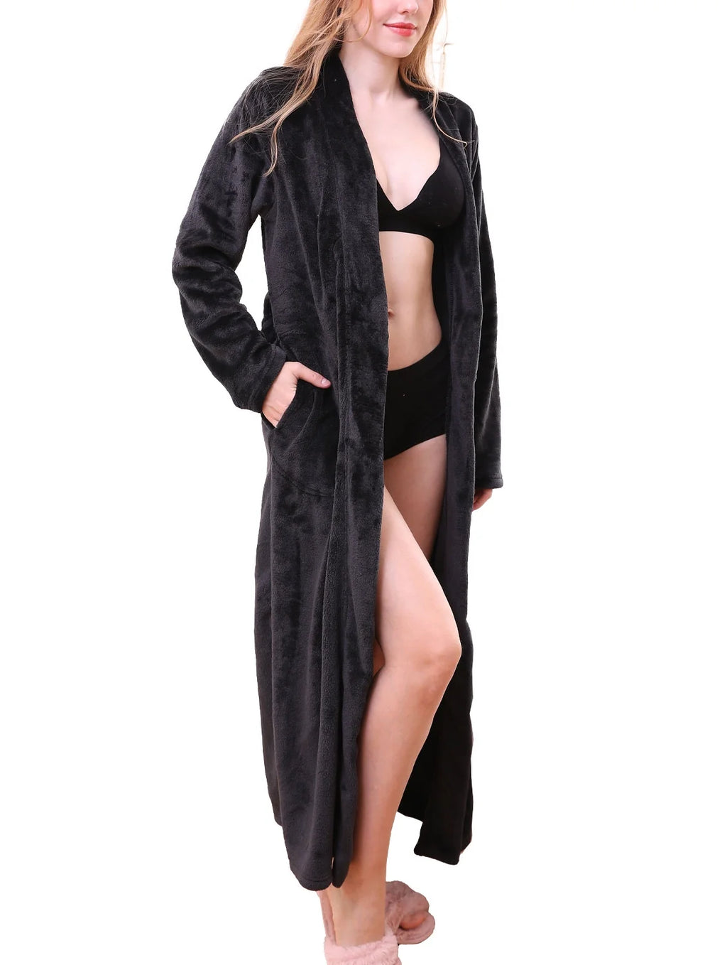 Maxi Length Soft Robe Pajama with Waist Tie L496225