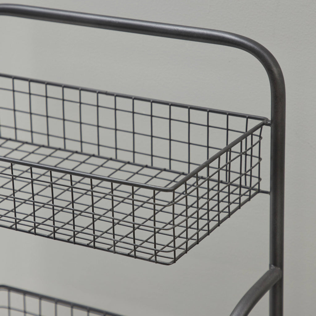 Black 3-Tiered Iron Storage Cart with Caster Wheels C997